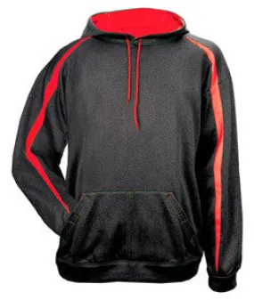 1467 Badger Adult 100% Polyester Performance Fusion Hooded Sweatshirt Carbon/ Red