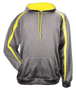 1467 Badger Adult 100% Polyester Performance Fusion Hooded Sweatshirt Steel/ Safety Yellow
