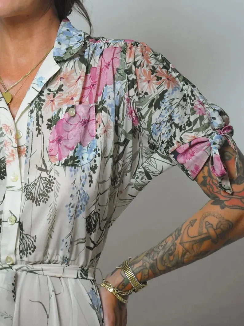 1970s Garden Floral Mini Dress