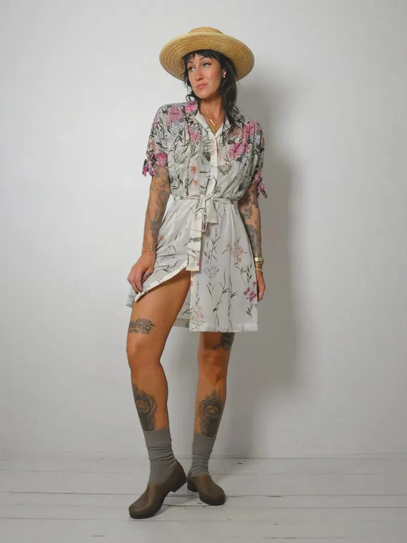 1970s Garden Floral Mini Dress