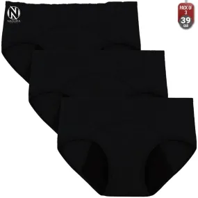 3 pcs Cotton Panties Women solid colors - Black and Grey
