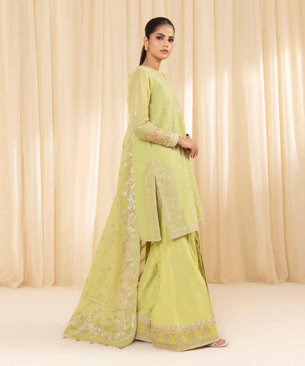 3 Piece -  Embroidered Karandi Suit