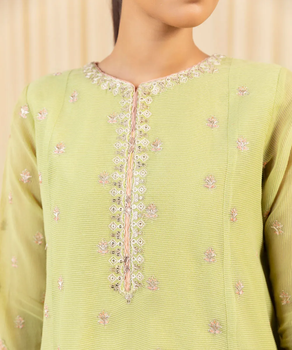 3 Piece -  Embroidered Karandi Suit