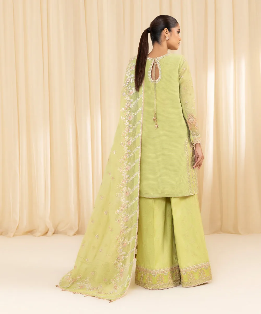 3 Piece -  Embroidered Karandi Suit