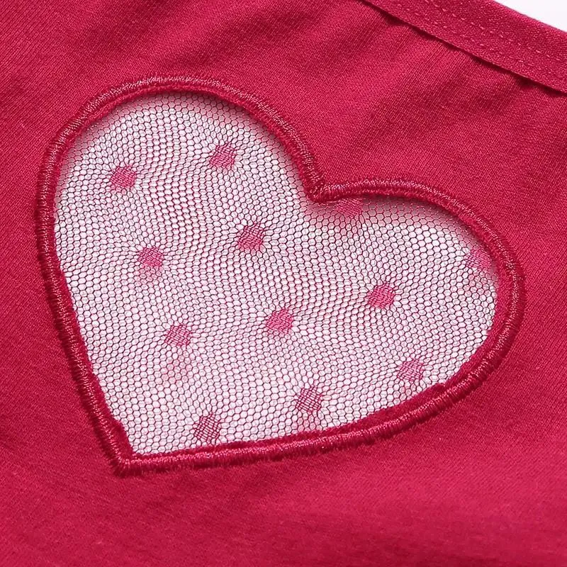 5PCS Cotton Panties Women Sexy Transparent Heart