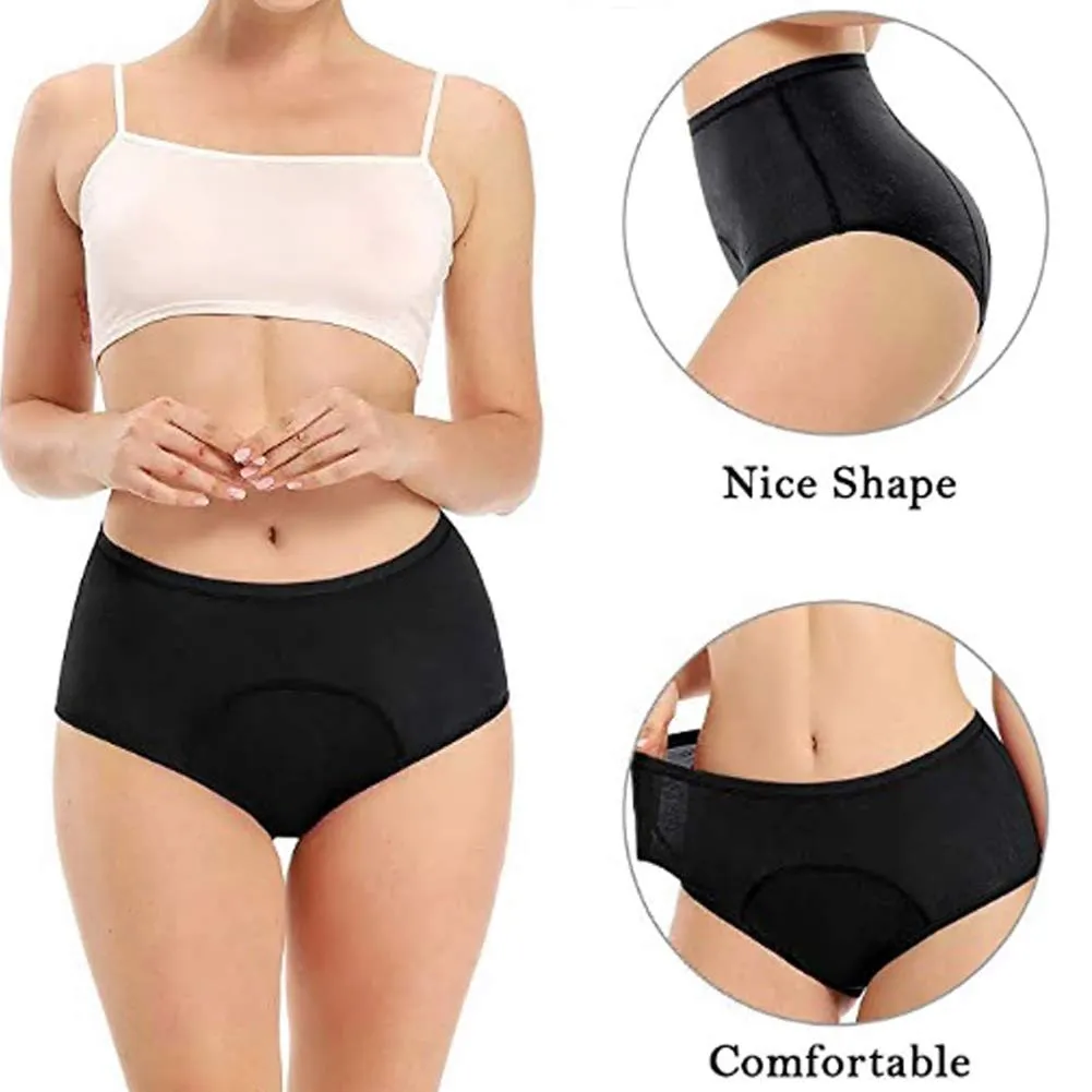 Anntry Women Period Pants Mid-High Waist Postpartum Underwear Leakproof Menstrual Cotton Knickers Pack of 5 M 5black