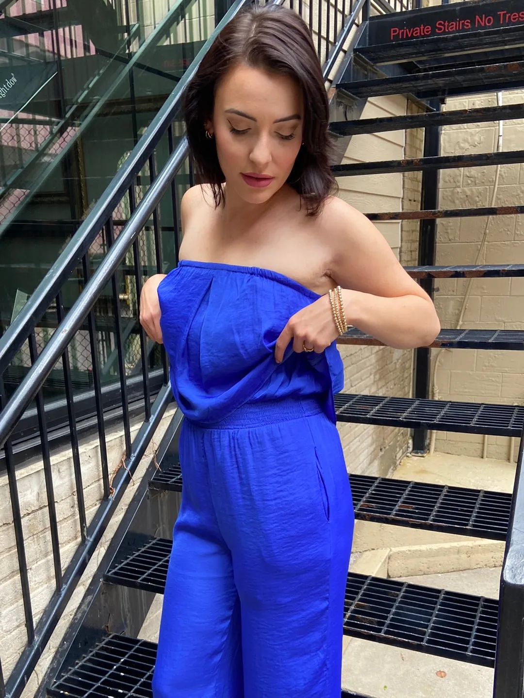 Aubrielle Capri Blue Sleeveless Jumpsuit