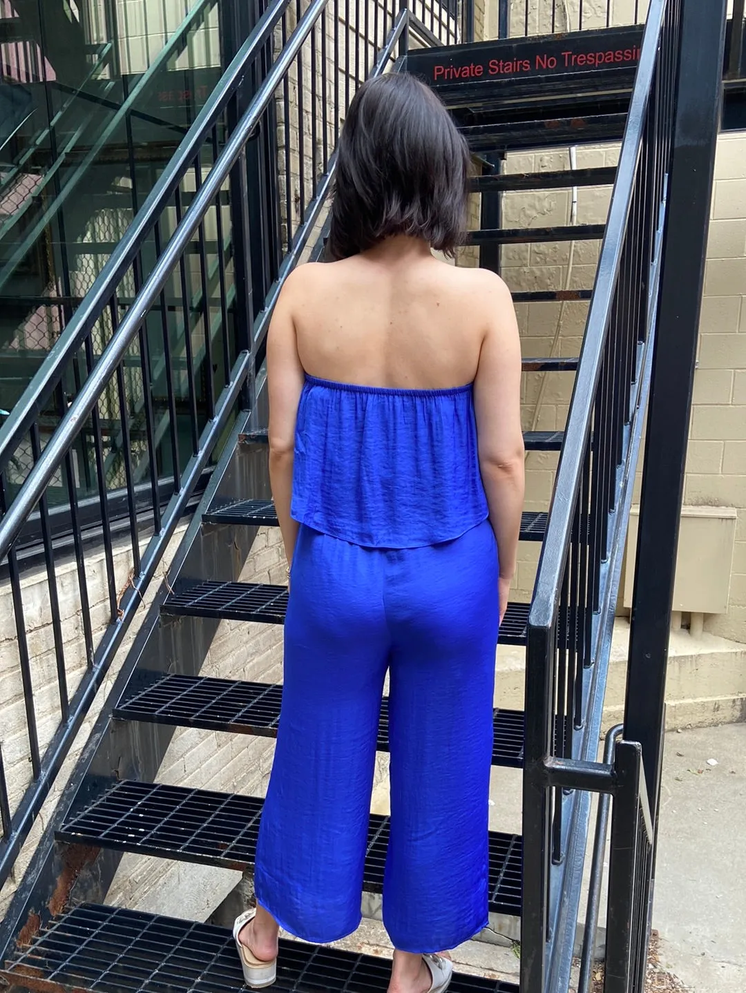 Aubrielle Capri Blue Sleeveless Jumpsuit