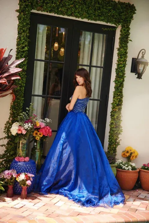 Ava Presley 29258 Long One Shoulder Beaded Pageant Dress Ball Gown A Line Prom Formal Train