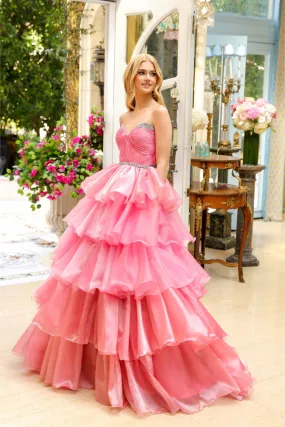 Ava Presley 29546 Long Layered Prom Dress Pageant Ballgown Formal Strapless A Line Crystals