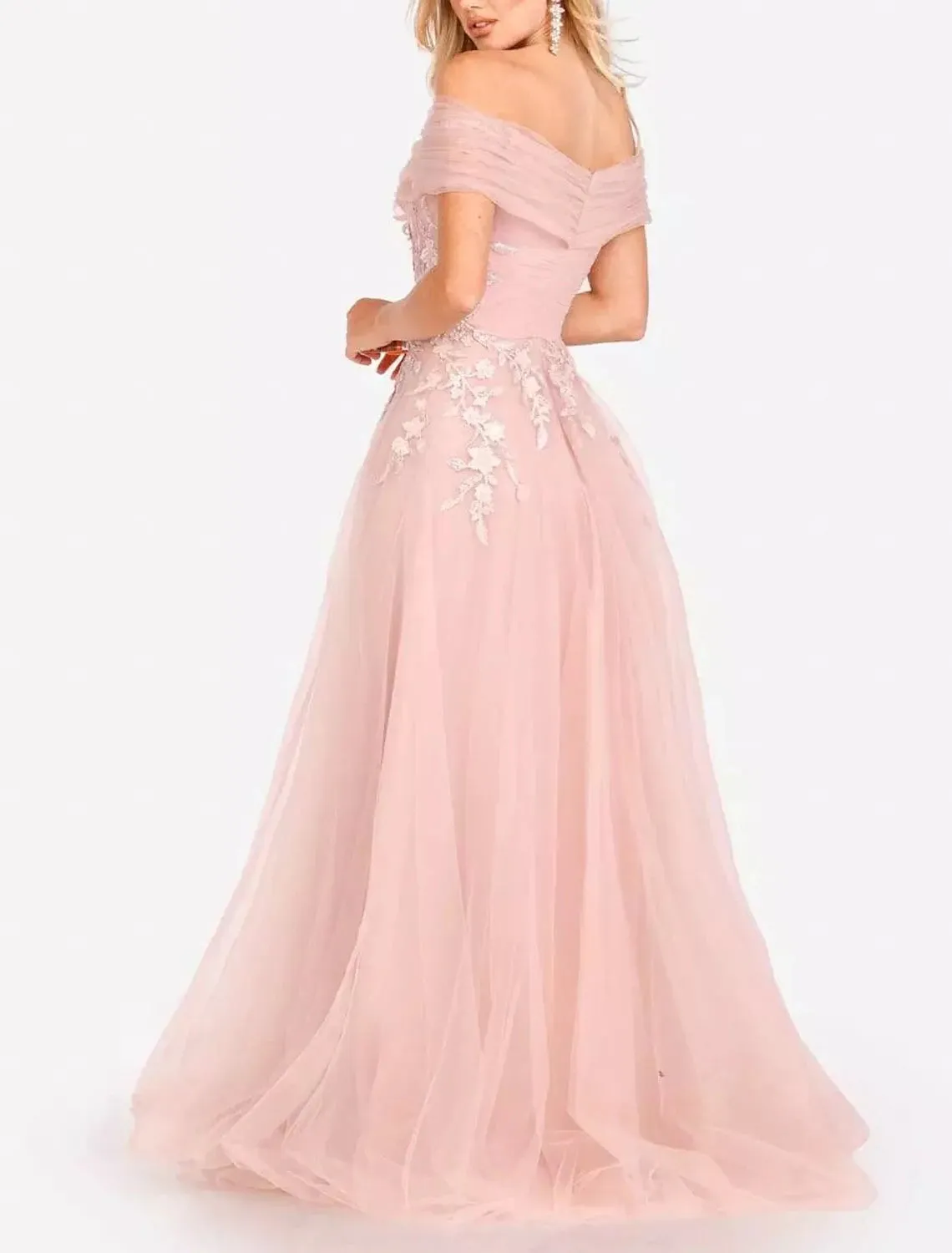 Ball Gown Evening Gown Elegant Dress Formal Pink Dress Floor Length Sleeveless Sweetheart Neck Tulle with Flower
