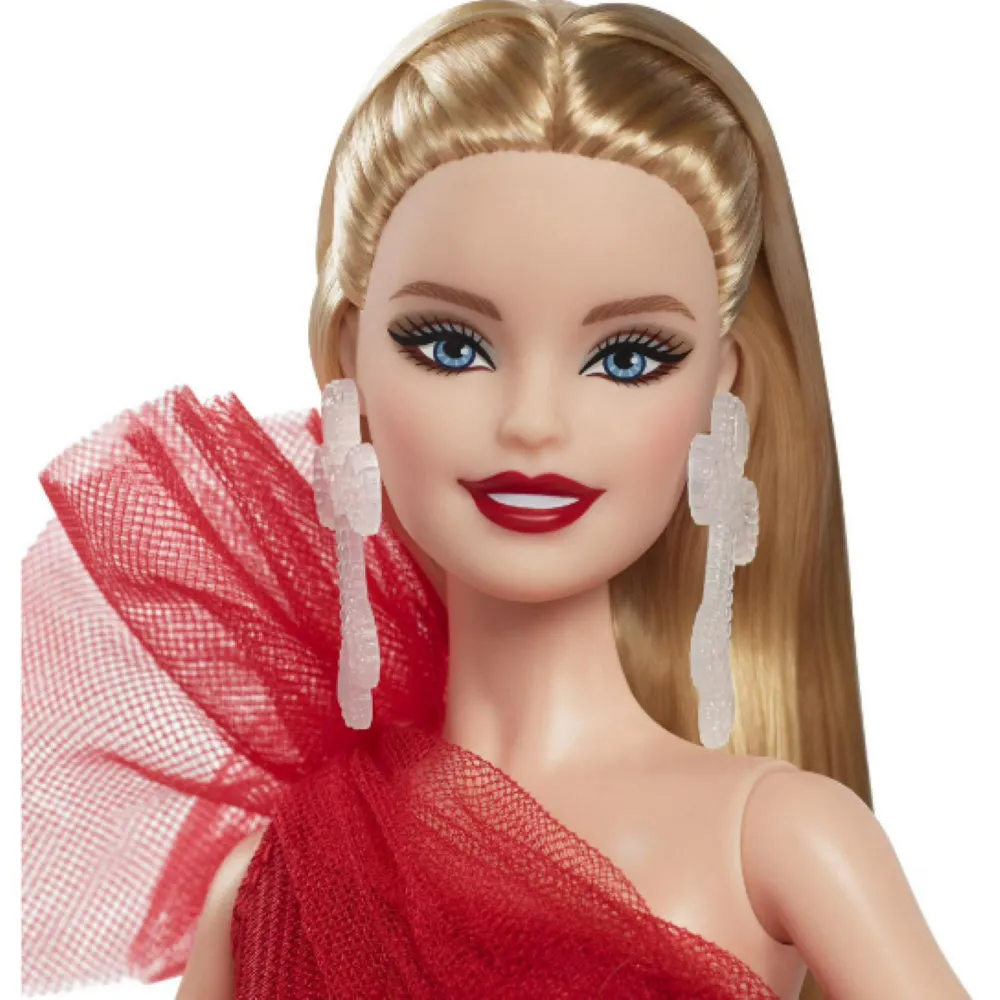 Barbie HRM61 Signature Holiday Barbie Fashion Doll, Blonde with Plaid Gown