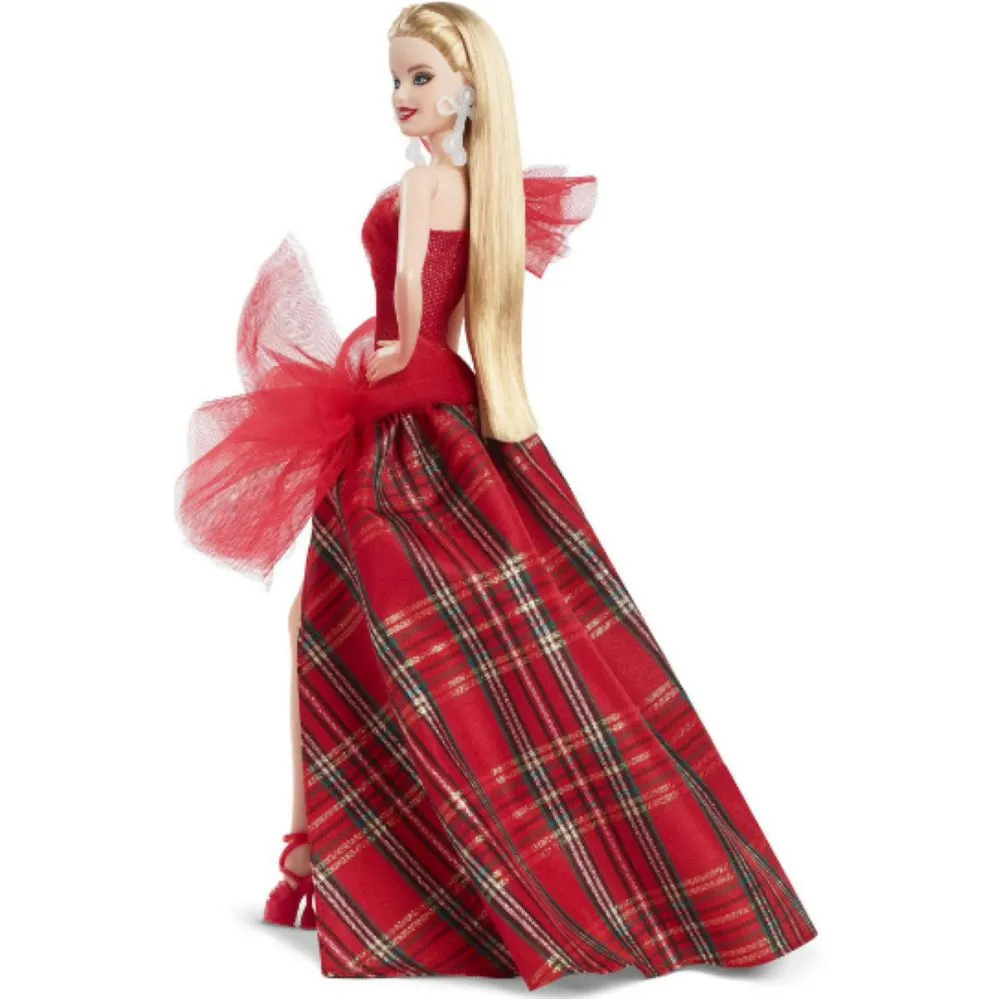 Barbie HRM61 Signature Holiday Barbie Fashion Doll, Blonde with Plaid Gown