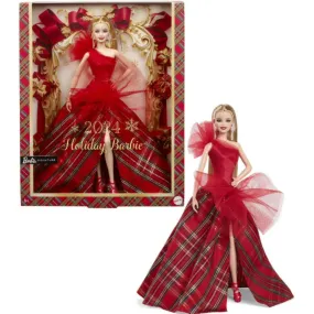 Barbie HRM61 Signature Holiday Barbie Fashion Doll, Blonde with Plaid Gown