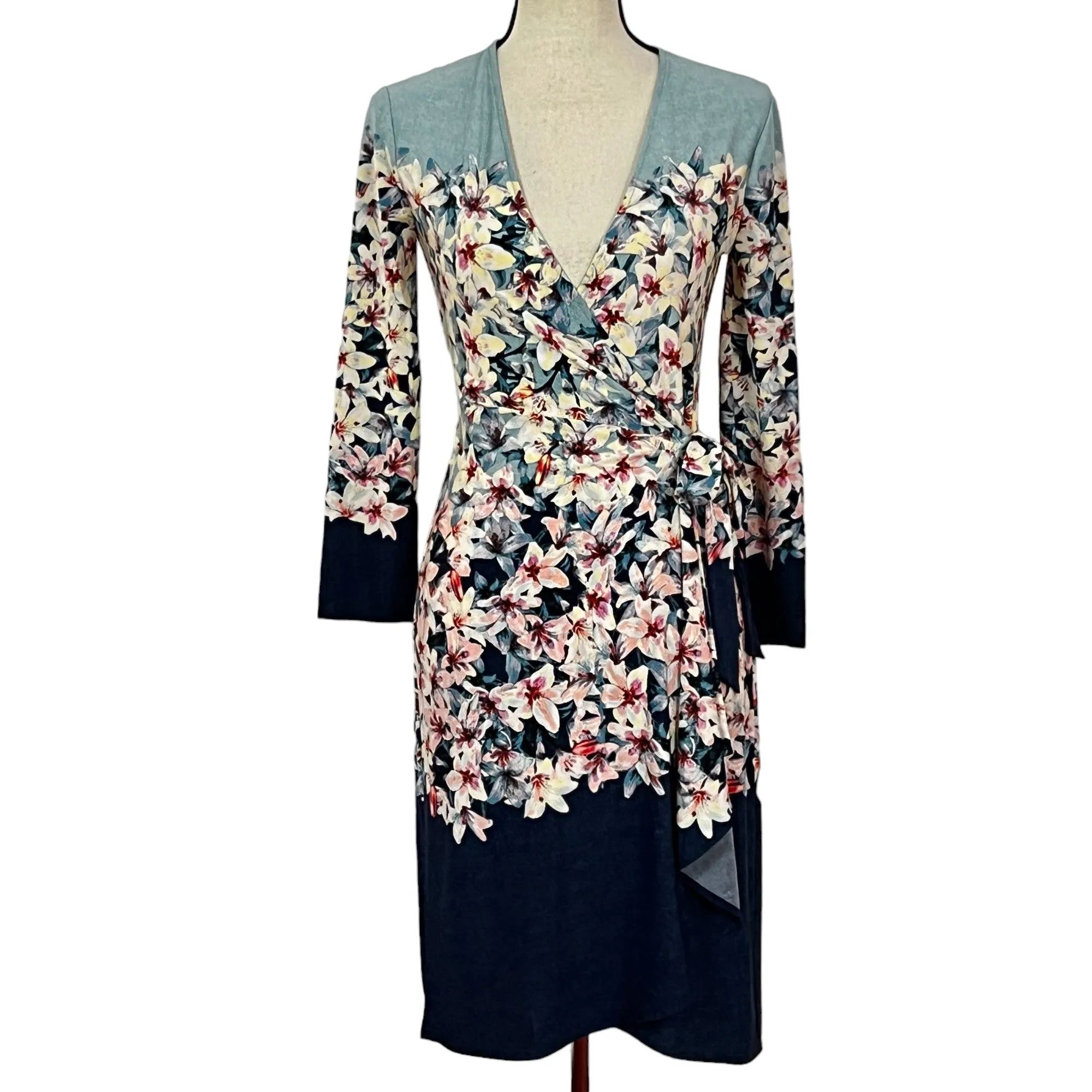 BCBG Maxazria Floral Wrap Dress Size XS