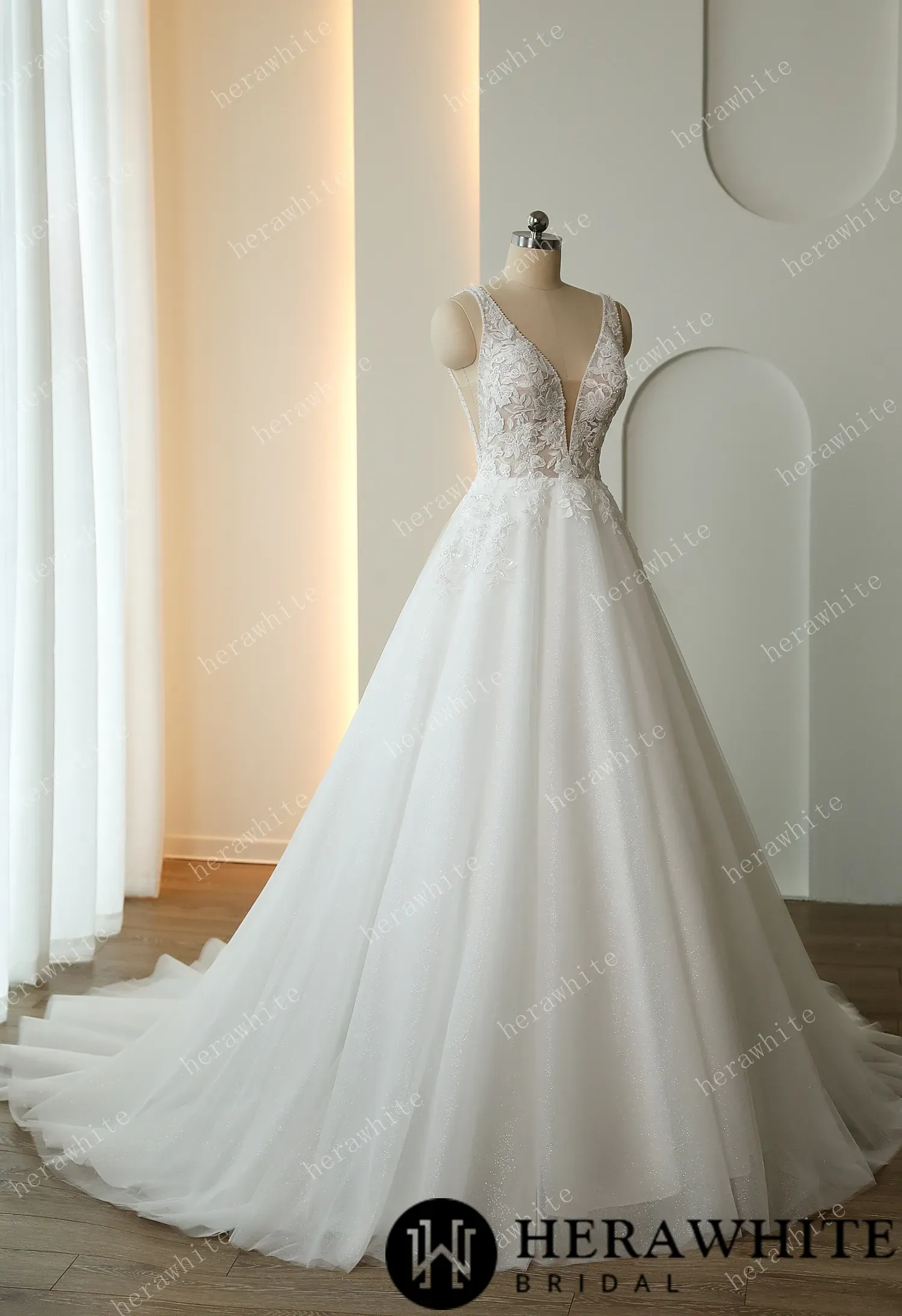 Beaded Embroidery Lace Ballgown Wedding Dress