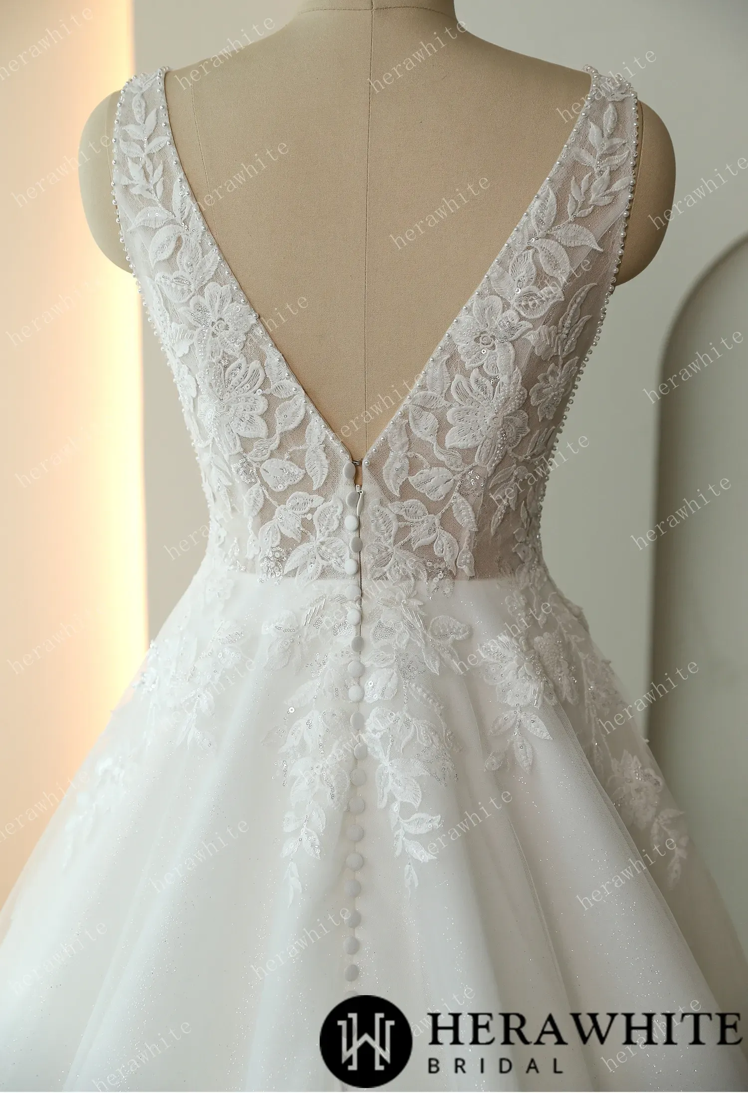 Beaded Embroidery Lace Ballgown Wedding Dress
