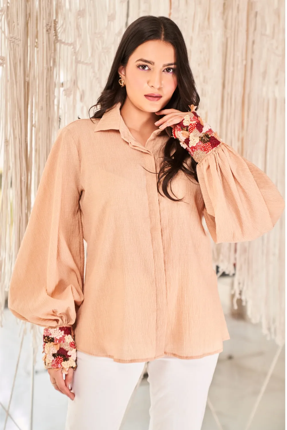 Beige Textured Shirt