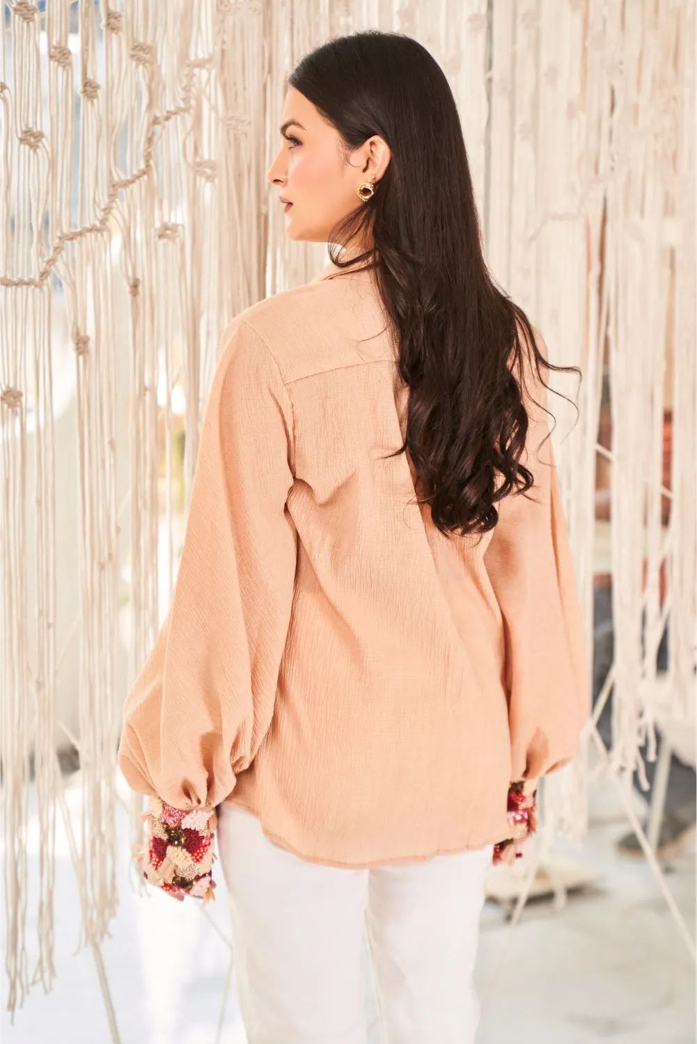 Beige Textured Shirt