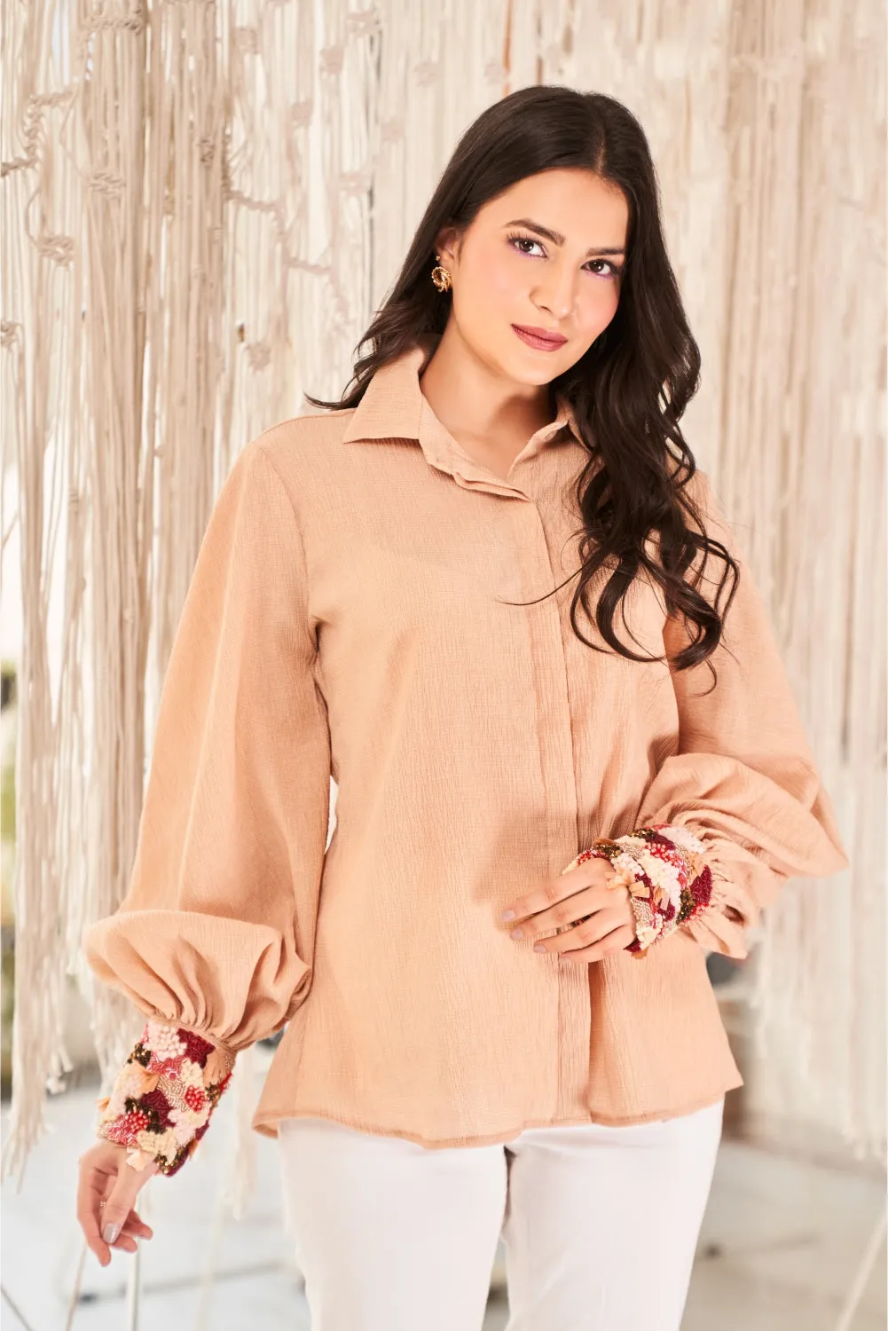 Beige Textured Shirt