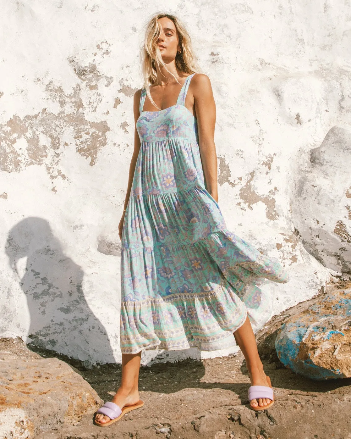 Billabong Hideaway Shine On Midi Dress -Mint