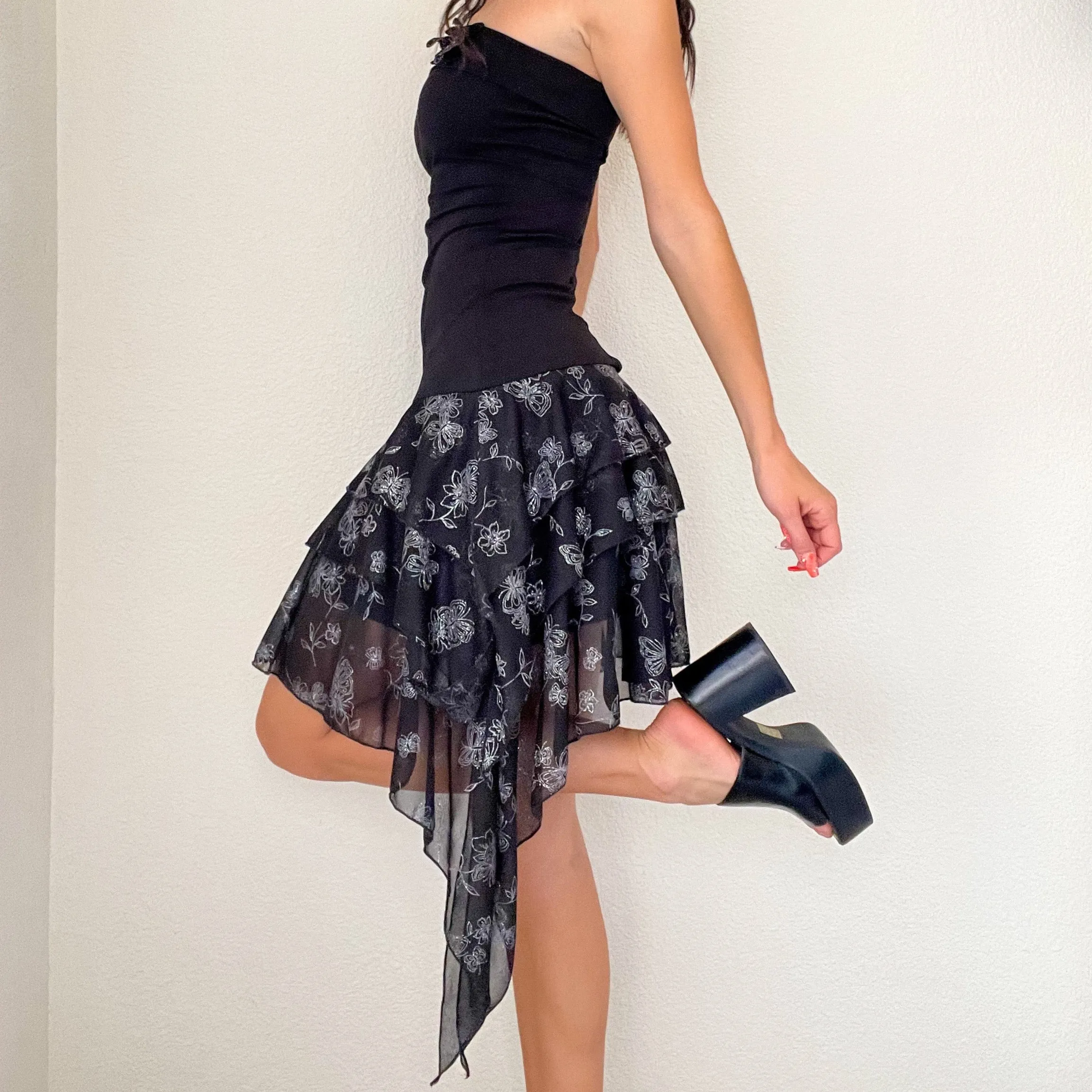 Black Butterfly Y2K Tube Dress
