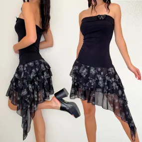 Black Butterfly Y2K Tube Dress