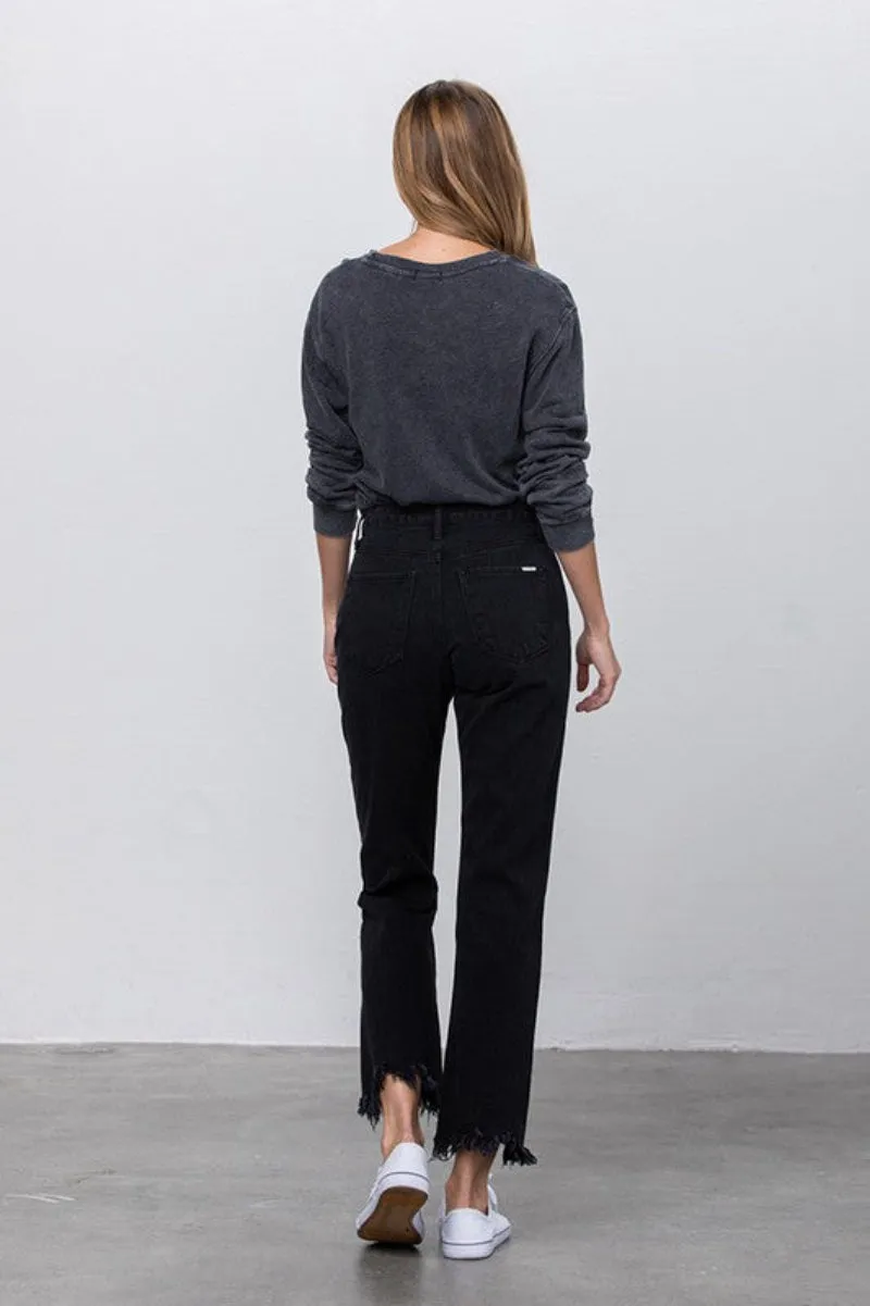 Black Destroyed Straight Jeans