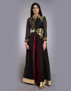 Black Silk Partywear Gown - Clearance