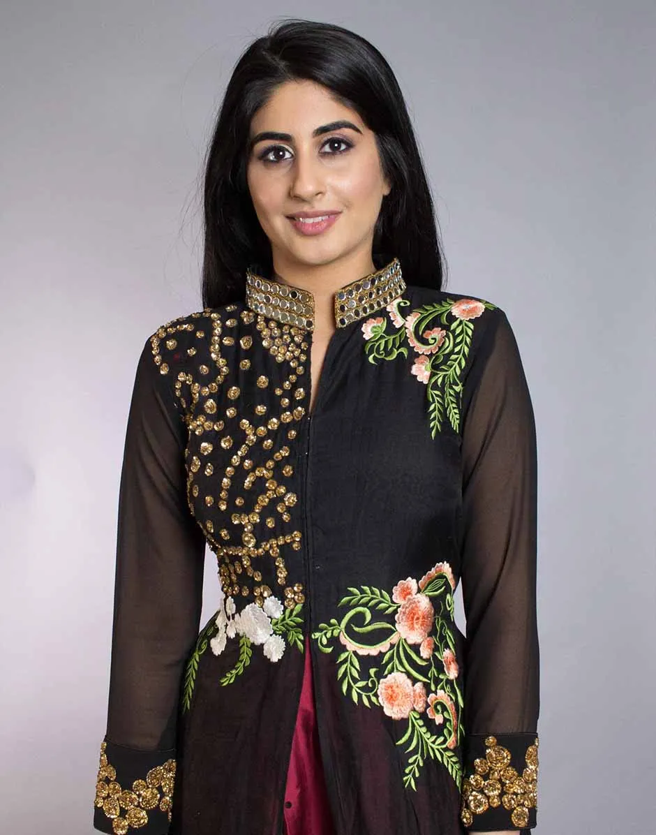Black Silk Partywear Gown - Clearance