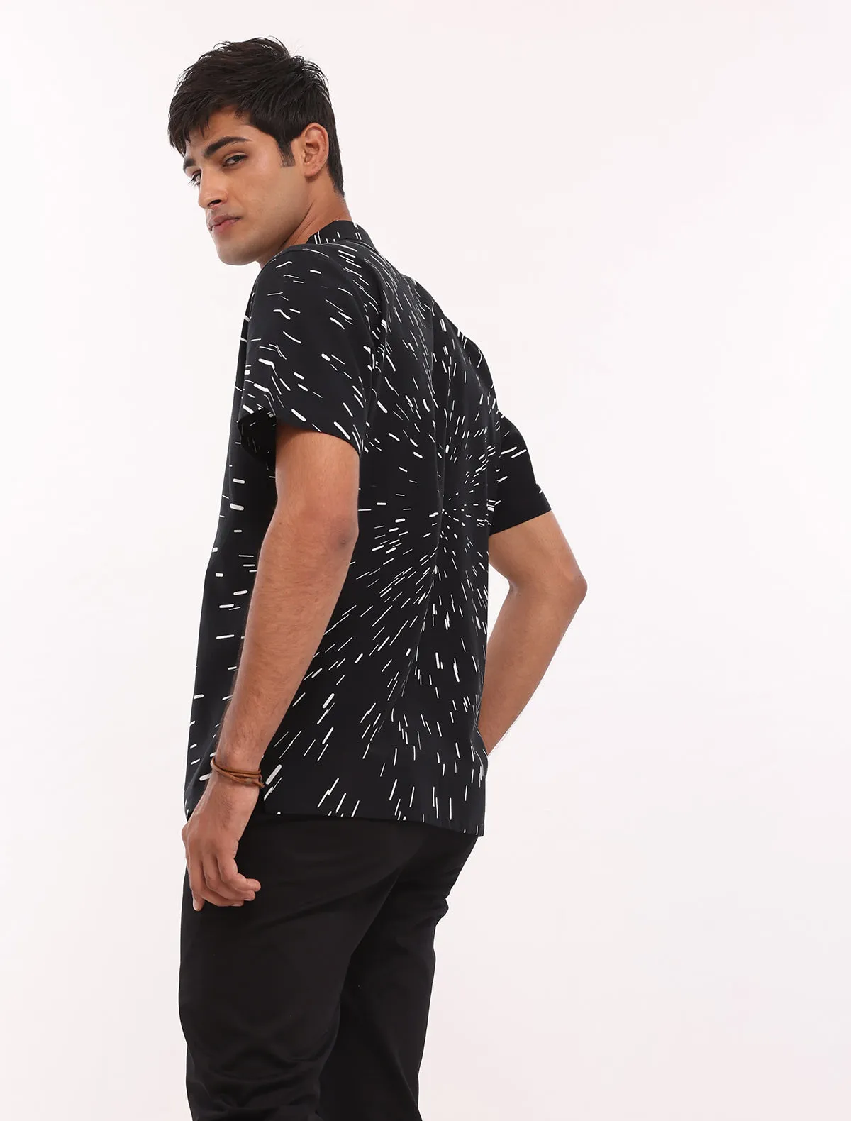 BLACK TEXTURED SHIRT