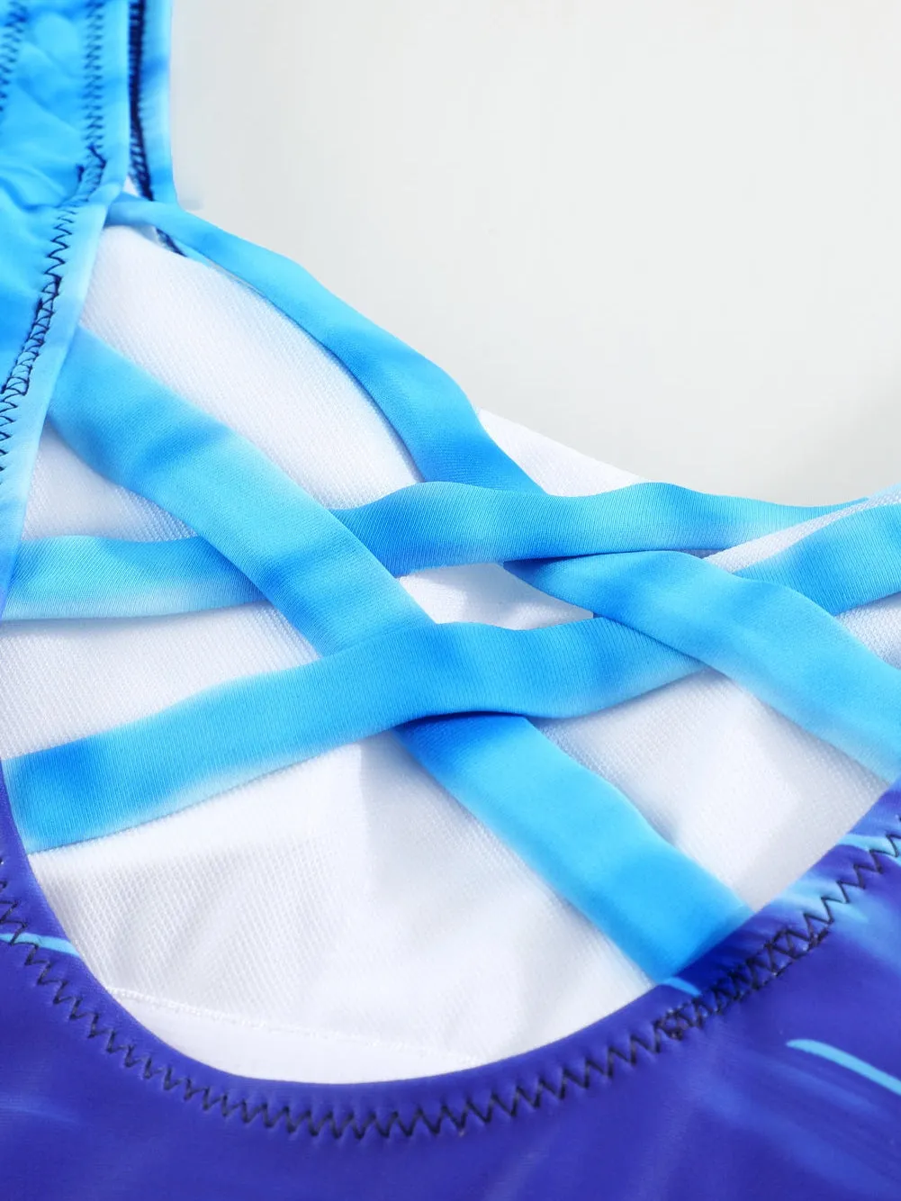 Blue Ombre Crisscross Back One-Piece Swimsuit