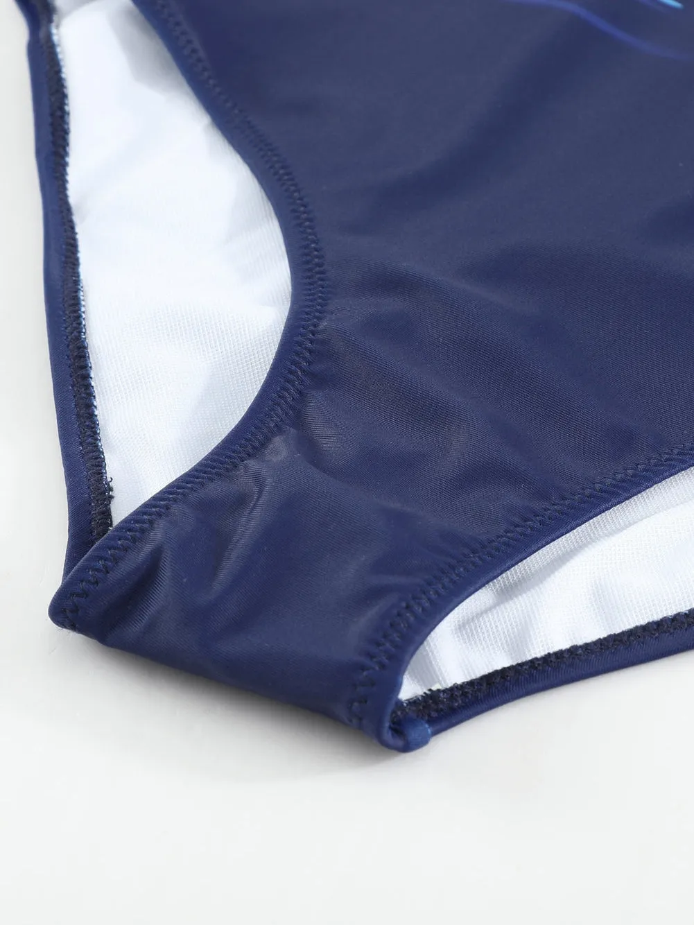 Blue Ombre Crisscross Back One-Piece Swimsuit