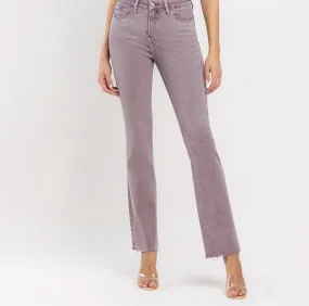 Burnt Rose Vervet Mid-Rise Cropped Bootcut Jeans