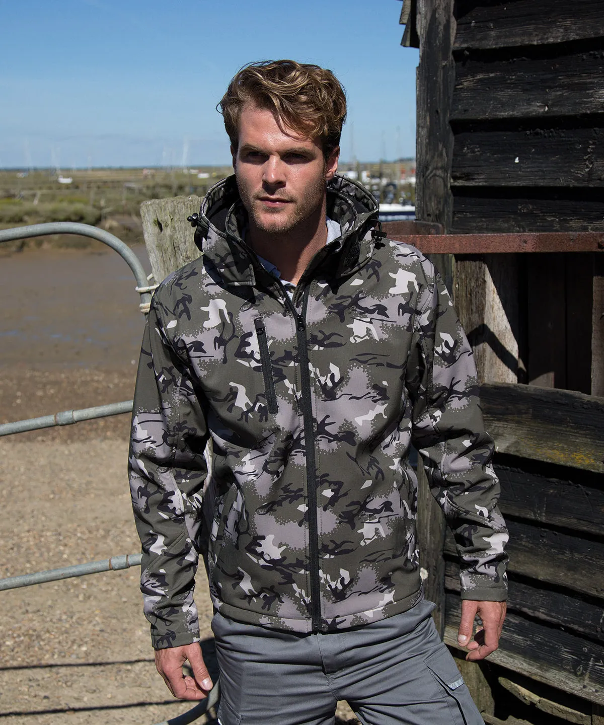 Camo TX performance hooded softshell jacket | Camo Green