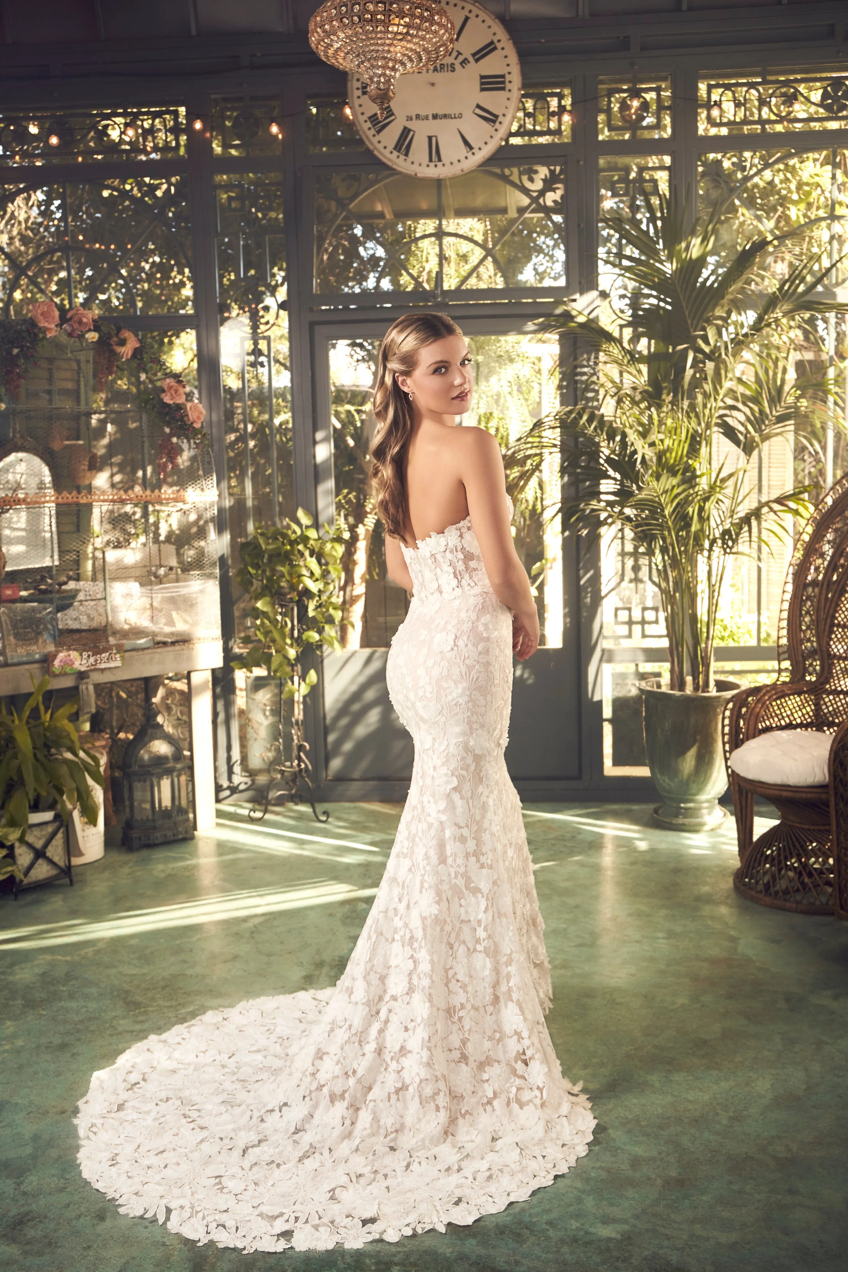 Casablanca Bridal 2481 Size 6 Ivory Nude Convertible Lace Wedding Dress Mermaid A Line Ball Gown Strapless