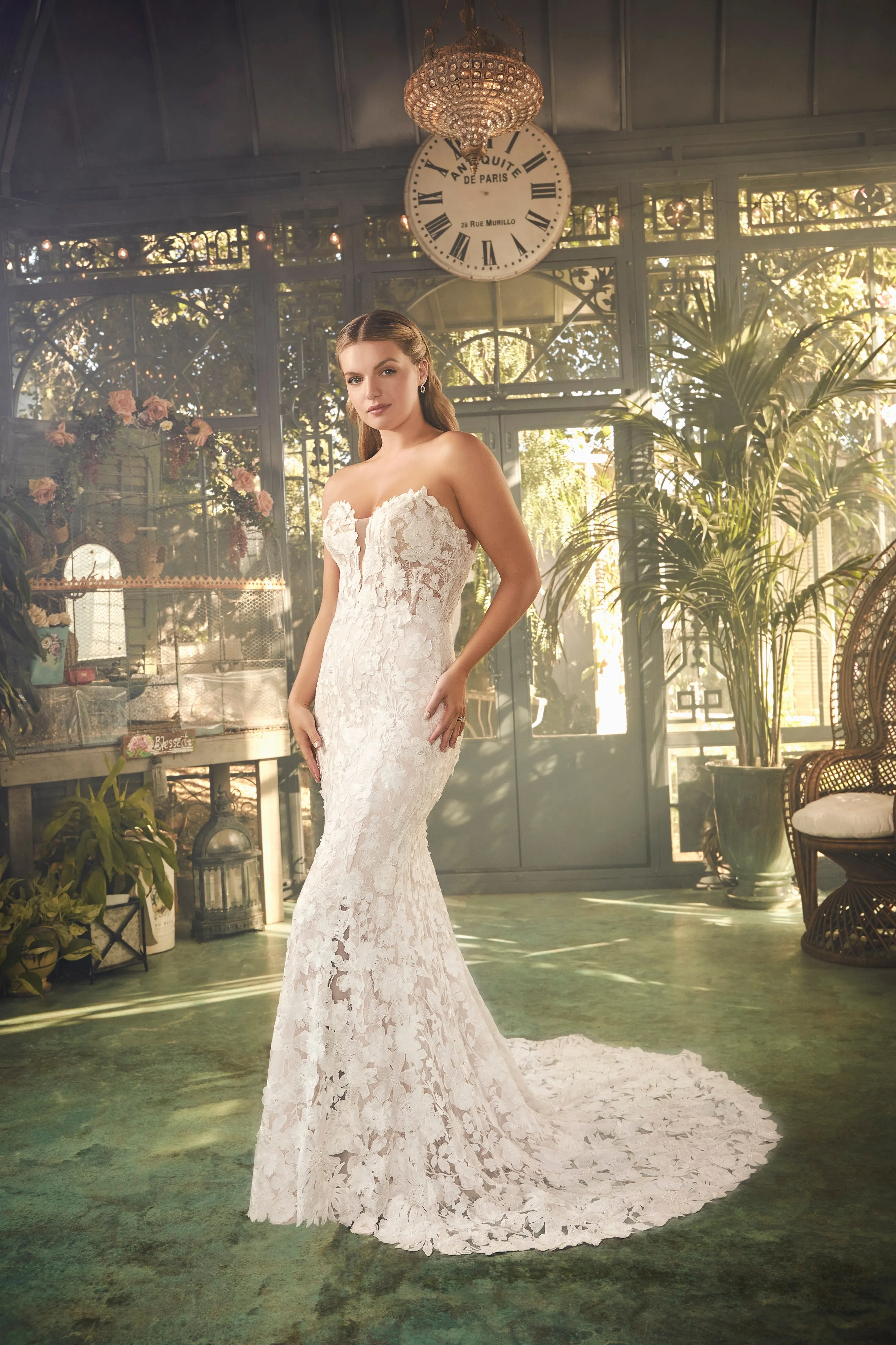 Casablanca Bridal 2481 Size 6 Ivory Nude Convertible Lace Wedding Dress Mermaid A Line Ball Gown Strapless