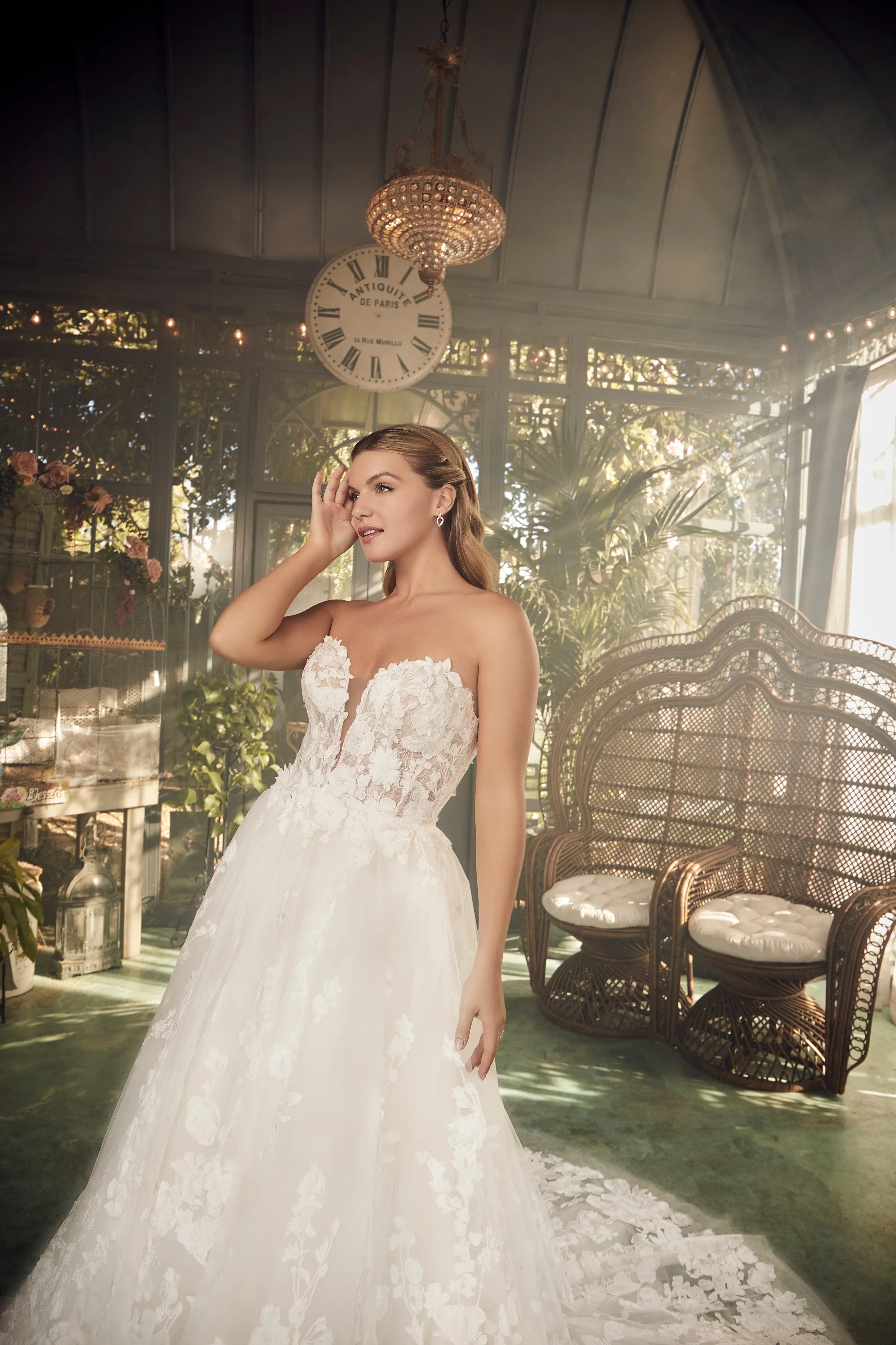 Casablanca Bridal 2481 Size 6 Ivory Nude Convertible Lace Wedding Dress Mermaid A Line Ball Gown Strapless
