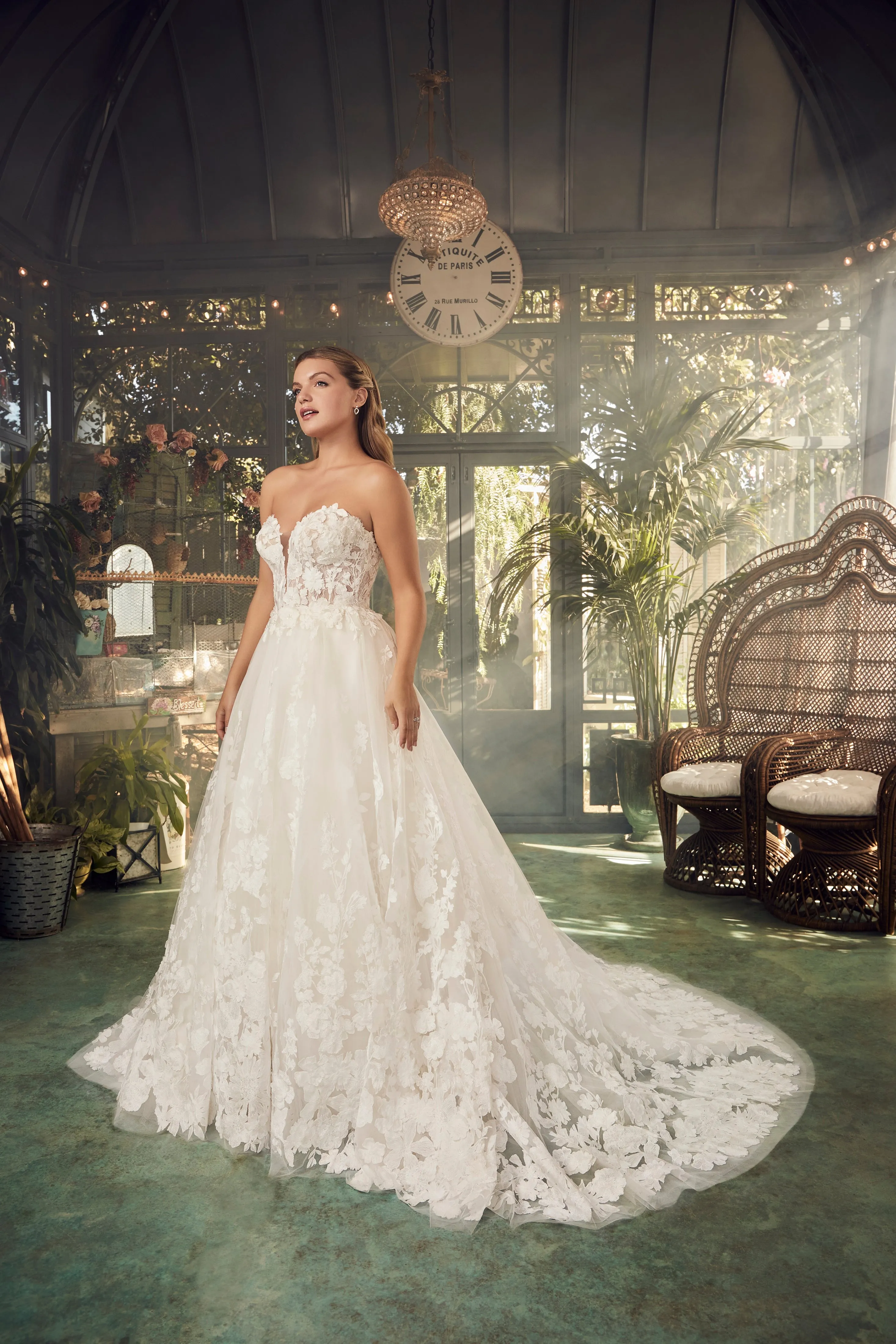 Casablanca Bridal 2481 Size 6 Ivory Nude Convertible Lace Wedding Dress Mermaid A Line Ball Gown Strapless