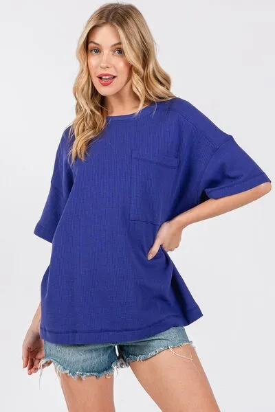 Cesfemme Textured Drop Shoulder T-Shirt
