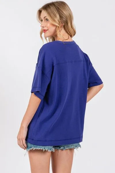Cesfemme Textured Drop Shoulder T-Shirt