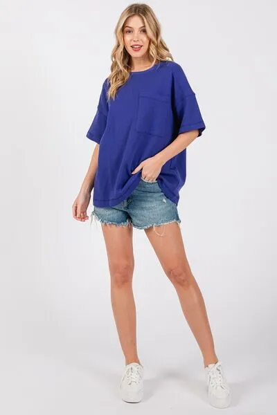 Cesfemme Textured Drop Shoulder T-Shirt