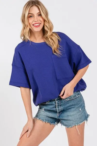 Cesfemme Textured Drop Shoulder T-Shirt