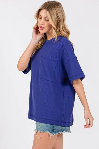 Cesfemme Textured Drop Shoulder T-Shirt