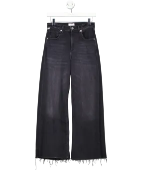 Citizens of Humanity Black Lyra Frayed Cropped High-rise Wide-leg Jeans UK 6
