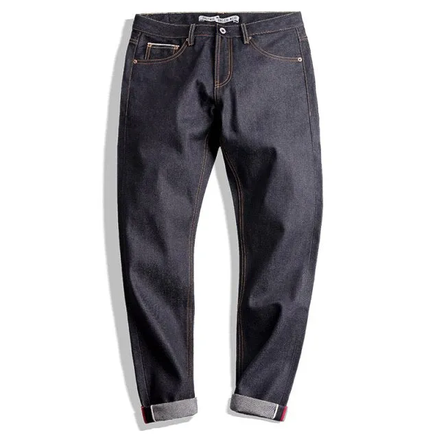 CLASSIC HIGH-END SLIM STRAIGHT DARK JEANS