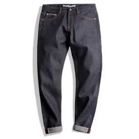 CLASSIC HIGH-END SLIM STRAIGHT DARK JEANS