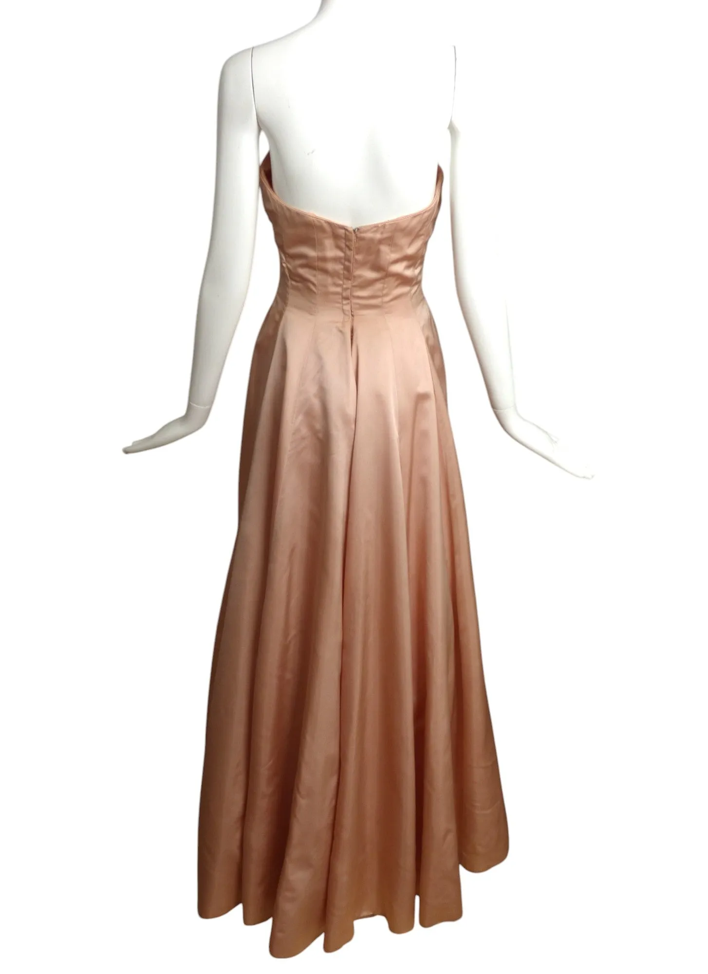 CLIFTON WILHITE- 1960s Pink Beaded Satin Ballgown, Size 4