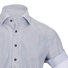 CMW480R - Cuadra white fashion casual cotton blue diamond shirt for men