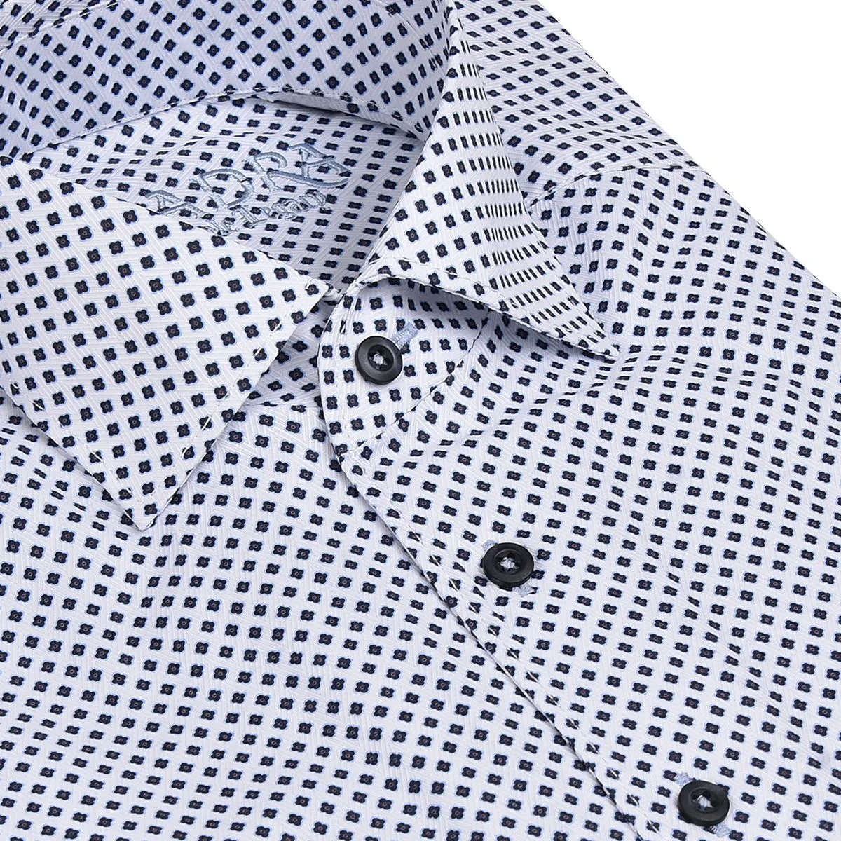 CMW480R - Cuadra white fashion casual cotton blue diamond shirt for men